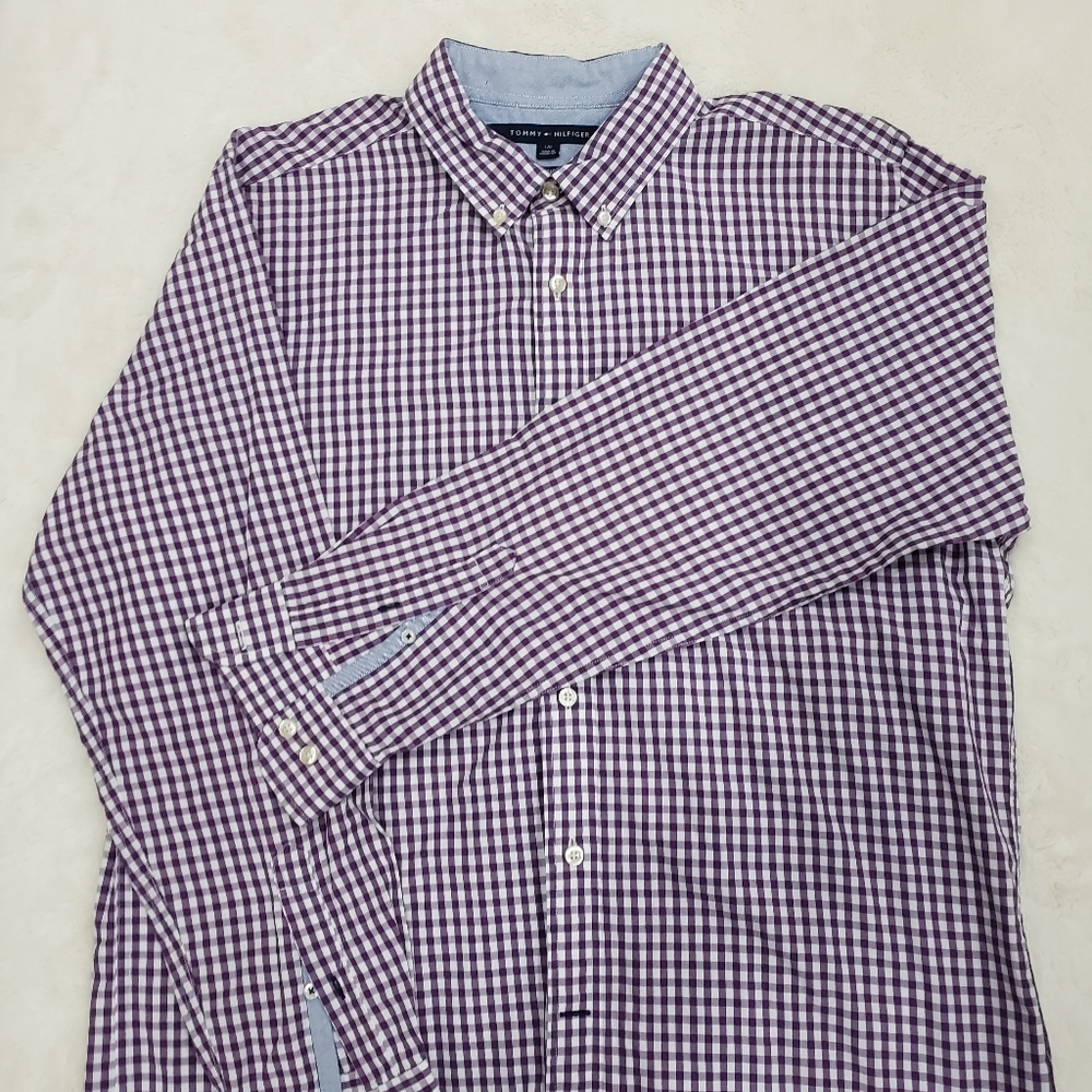 Tommy Hilfiger Purple Checkered long sleeve Men's Shirt. Size: L